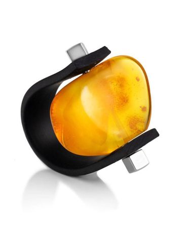 One Size Mens Ring With Amber The Grunge, Ring Size: / 23, image 