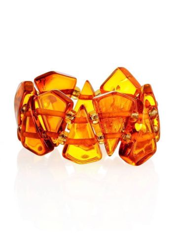 Cognac Amber Elastic Ring, Ring Size: Adjustable, image 