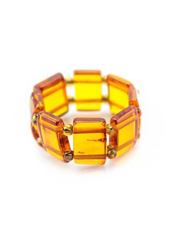 Cognac Amber Elastic Ring, Ring Size: Adjustable, image 