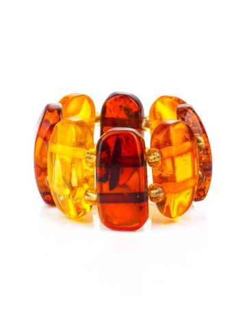 Two-Toned Amber Elastic Ring, Ring Size: Adjustable, image 