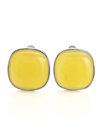 Square Amber Silver Earrings The Copenhagen, image 