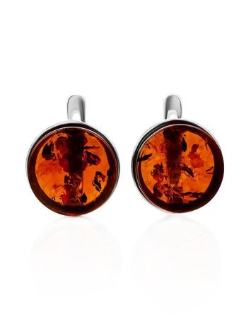 Cognac Amber Silver Earrings The Furor, image 
