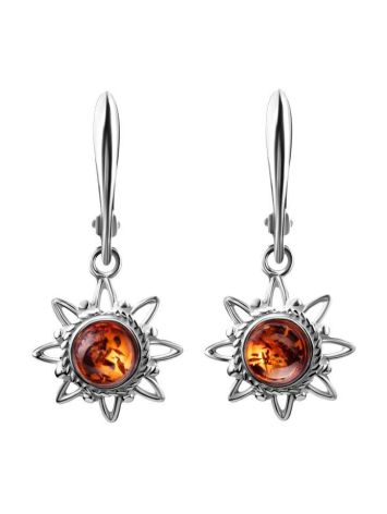 Sterling Silver Dangles With Cognac Amber The Helios, image 