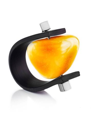 Unisex Rubber Ring With Amber Centerpiece The Grunge, Ring Size: 13 / 22, image 