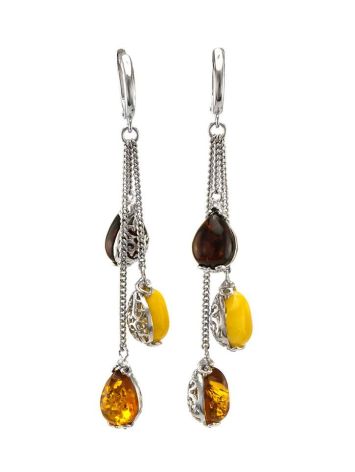 Multicolor Amber Dangle Earrings In Sterling Silver The Casablanca, image 