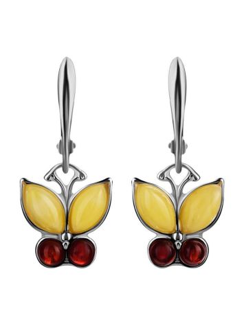 Multicolor Amber Butterfly Dangles In Sterling Silver The April, image 