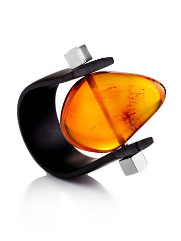 Designer Unisex Ring With Genuine Amber The Grunge, Ring Size: 13 / 22, image 