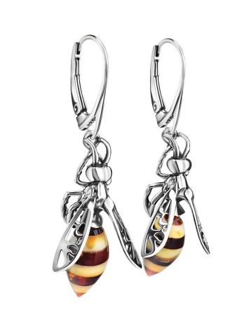 Designer Earrings With Amber Bees, image 