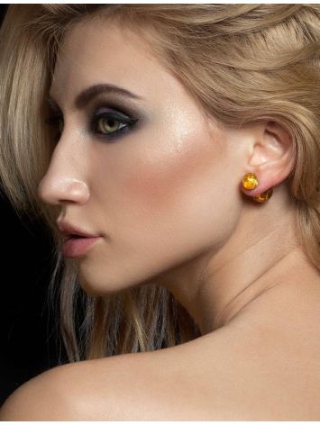 Lemon Amber Stud Earrings In Sterling Silver The Paris, image , picture 2