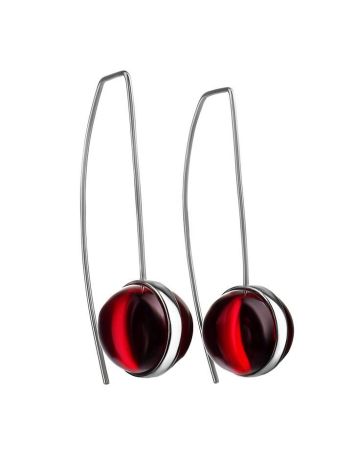 Silver Threader Earrings With Red Amber The Sorbonne, image 