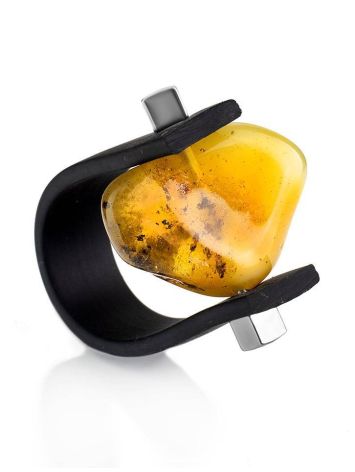 Rubber Unisex Ring With Textured Amber The Grunge, Ring Size: / 23, image 