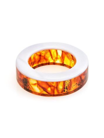 Amber Band Ring With Nacre The Magma, Ring Size: 9 / 19, image 
