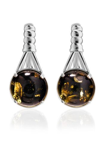 Stylish Amber Earrings In Sterling Silver The Shanghai, image 
