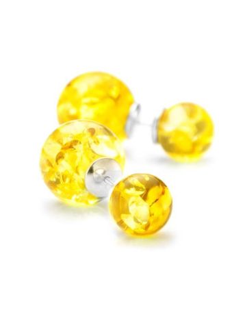 Lemon Amber Stud Earrings In Sterling Silver The Paris, image 