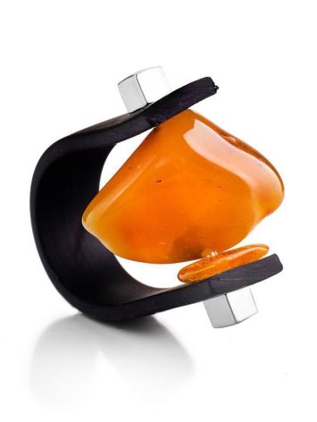 Bold Unisex Rubber Ring With Amber The Grunge, Ring Size: 13 / 22, image 