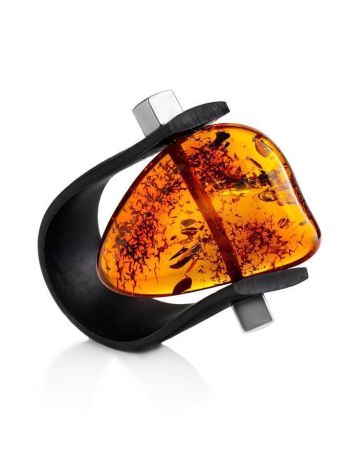 One Size Unisex Ring With Bold Amber Centerpiece The Grunge, Ring Size: / 23, image 