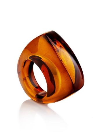 High Polished Amber Ring, Ring Size: 7 / 17.5, image 
