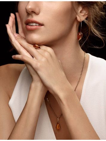 Gold Plated Hook Earrings With Cognac Amber The Pulse, image , picture 3