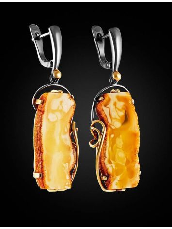 Drop Amber Earrings In Gold-Plated Silver With White Amber The Rialto, image , picture 3