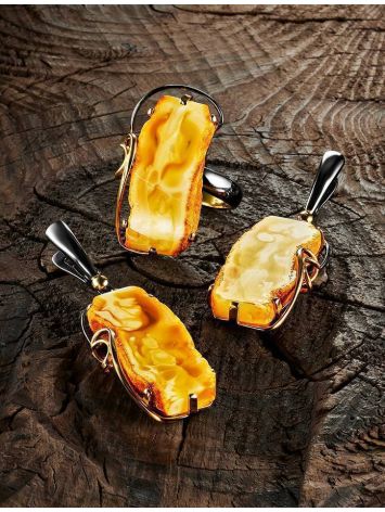 Drop Amber Earrings In Gold-Plated Silver With White Amber The Rialto, image , picture 4