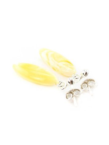 Honey Amber Elongated Studs In Sterling Silver, image , picture 3