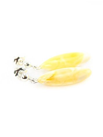 Honey Amber Elongated Studs In Sterling Silver, image , picture 4