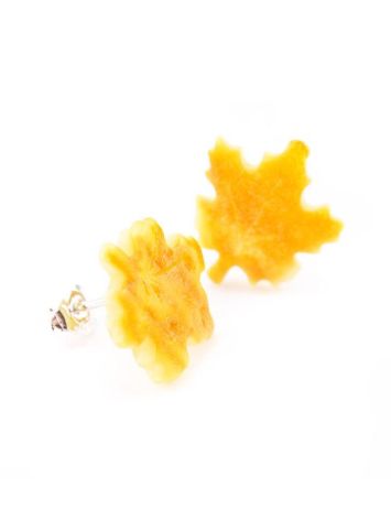 Honey Amber Stud Earrings The Maple Leaf, image , picture 3