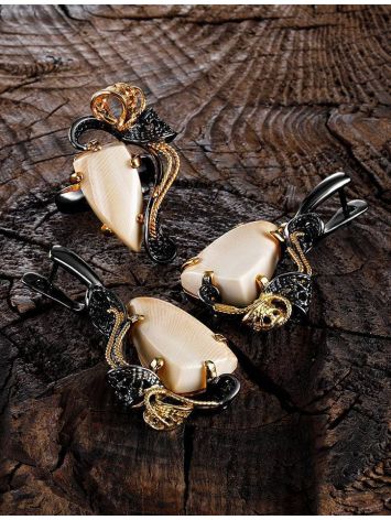 Voluptuous Gold-Plated Dangle Earrings With Mammoth Ivory The Era, image , picture 4