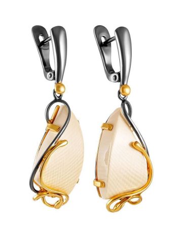 Flashy Gold-Plated Drop Earrings With Mammoth Tusk The Era, image , picture 3