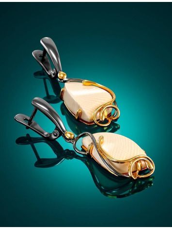 Flashy Gold-Plated Drop Earrings With Mammoth Tusk The Era, image , picture 2