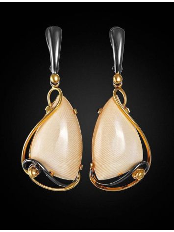 Elegant Gold-Plated Dangles With Genuine Mammoth Ivory The Era, image , picture 3
