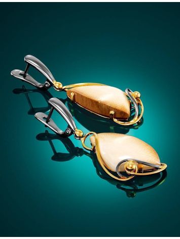 Stunning Gold-Plated Drop Earrings With Genuine Mammoth Ivory The Era, image , picture 2