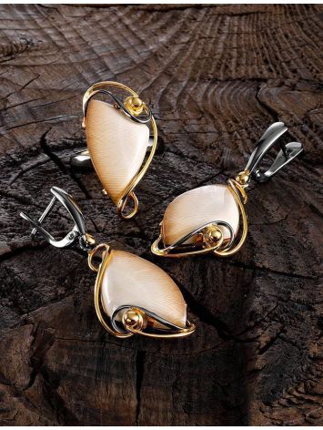 Stunning Gold-Plated Drop Earrings With Genuine Mammoth Ivory The Era, image , picture 4