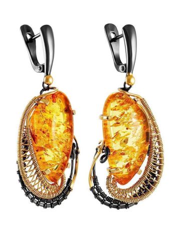 Gold Plated Amber Dangles The Triumph, image , picture 3