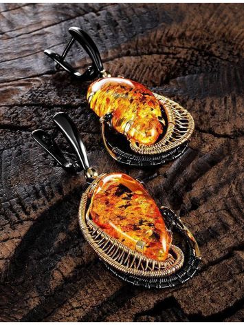 Gold Plated Amber Dangles The Triumph, image , picture 2