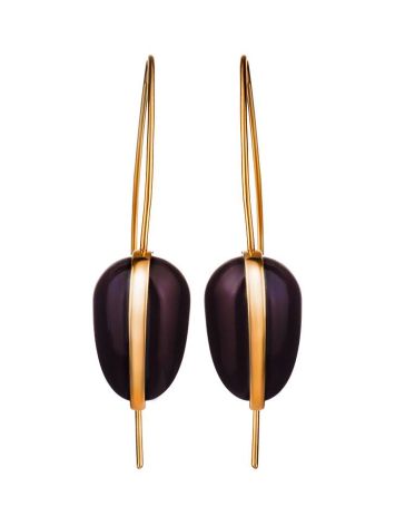 Gold Plated Hook Earrings With Cherry Amber The Pulse, image , picture 3