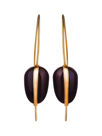 Gold Plated Hook Earrings With Cherry Amber The Pulse, image , picture 3