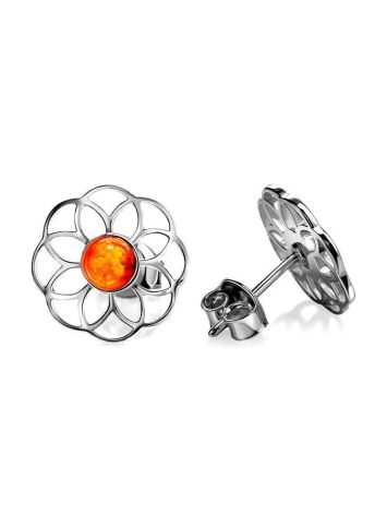Amber Studs In Silver The Daisy, image , picture 3