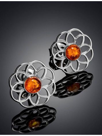 Amber Studs In Silver The Daisy, image , picture 2