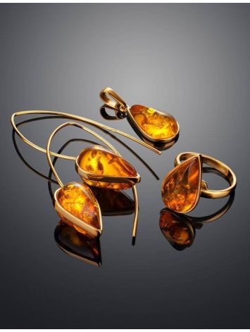 Gold Plated Hook Earrings With Cognac Amber The Pulse, image , picture 6