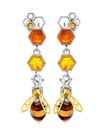Flamboyant Design Amber Dangle Earrings The Bee, image , picture 4