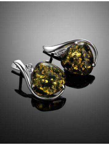 Green Amber Silver Earrings The Acapulco, image , picture 2