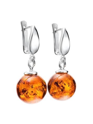Cognac Amber Earrings In Sterling Silver The Saturn, image , picture 3