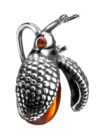Cute Silver Pendant With Amber Stones The Scarab, image , picture 3