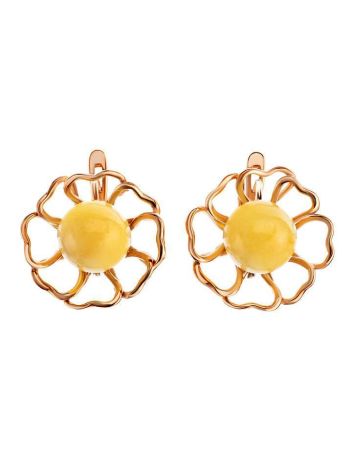 Gold Plated Floral Earrings With Amber The Daisy, image 