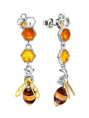Flamboyant Design Amber Dangle Earrings The Bee, image 