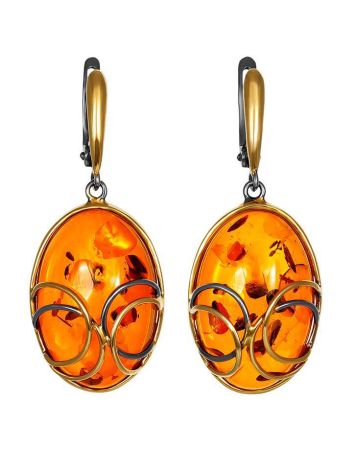 Gold Plated Amber Dangle Earrings The Meridian, image 