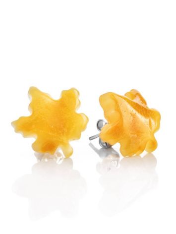 Honey Amber Stud Earrings The Maple Leaf, image 