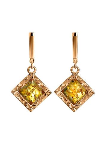 Geometric Cognac Amber Dangles In Gold-Plated Silver The Hermitage, image 