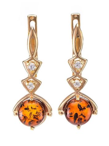 Gold Plated Earrings With Amber And Crystals The Sambia, image 